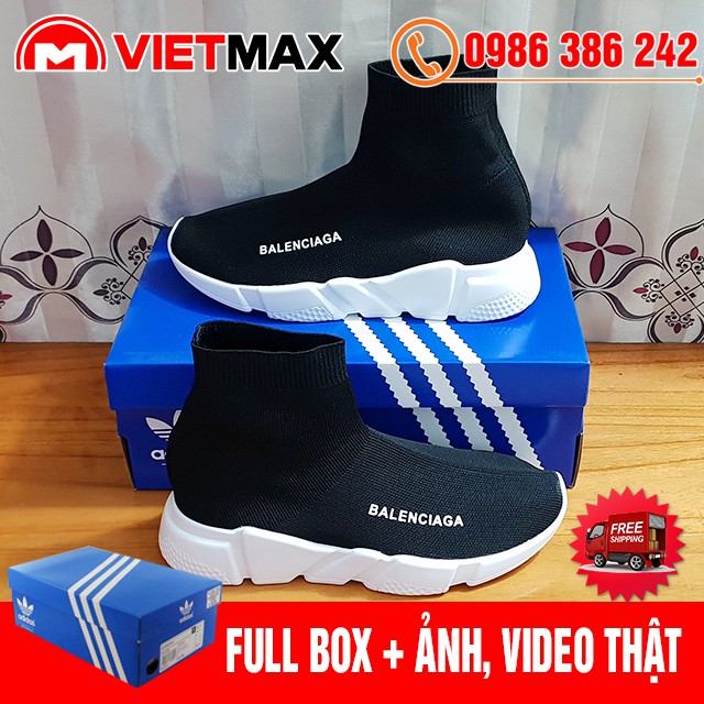 [Mã FAXANH245 giảm 10K đơn 50K] 🎁 [FREE SHIP + BOX] Giày Balen Cổ Chun Đen Trắng Cổ Cao Hàng Chất Lượng