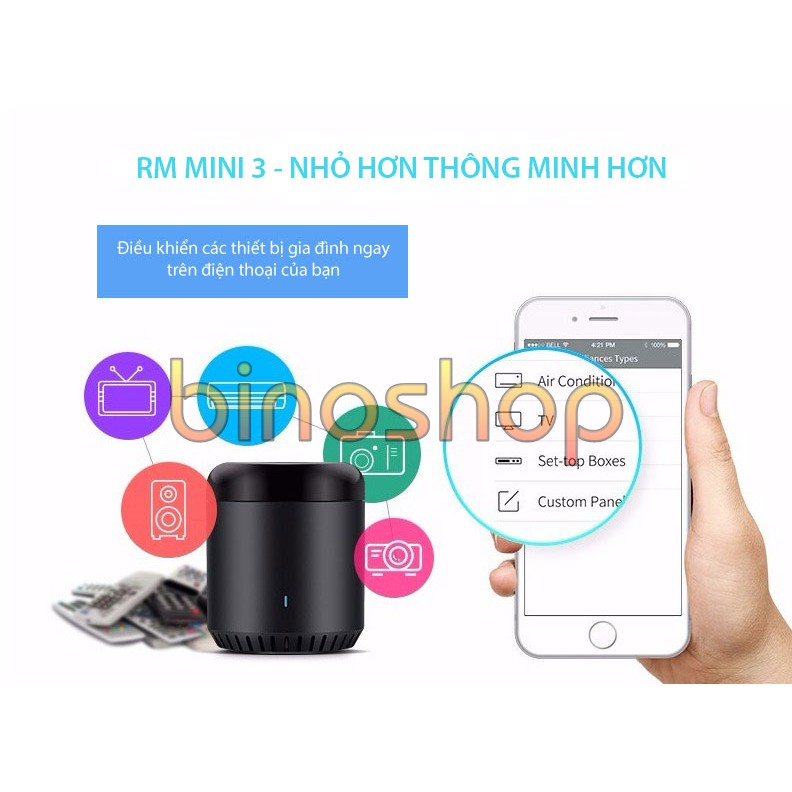 [Bản quốc tế] broadlink rm mini 3 - điều khiển hồng ngoại kết nối wifi (new 2019)