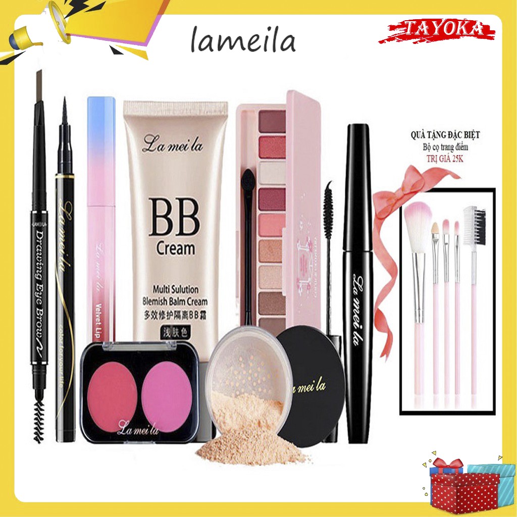 Bộ trang điểm đầy đủ 💙KÈM QUÀ TẶNG💙 LAMEILA  8 món cho phái đẹp set trang điểm chuyên nghiệp  TAYOKA TK-96