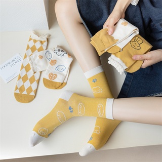 Đôi vớ cotton họa tiết chú chó dễ thương thời trang hàn quốc cho nữ