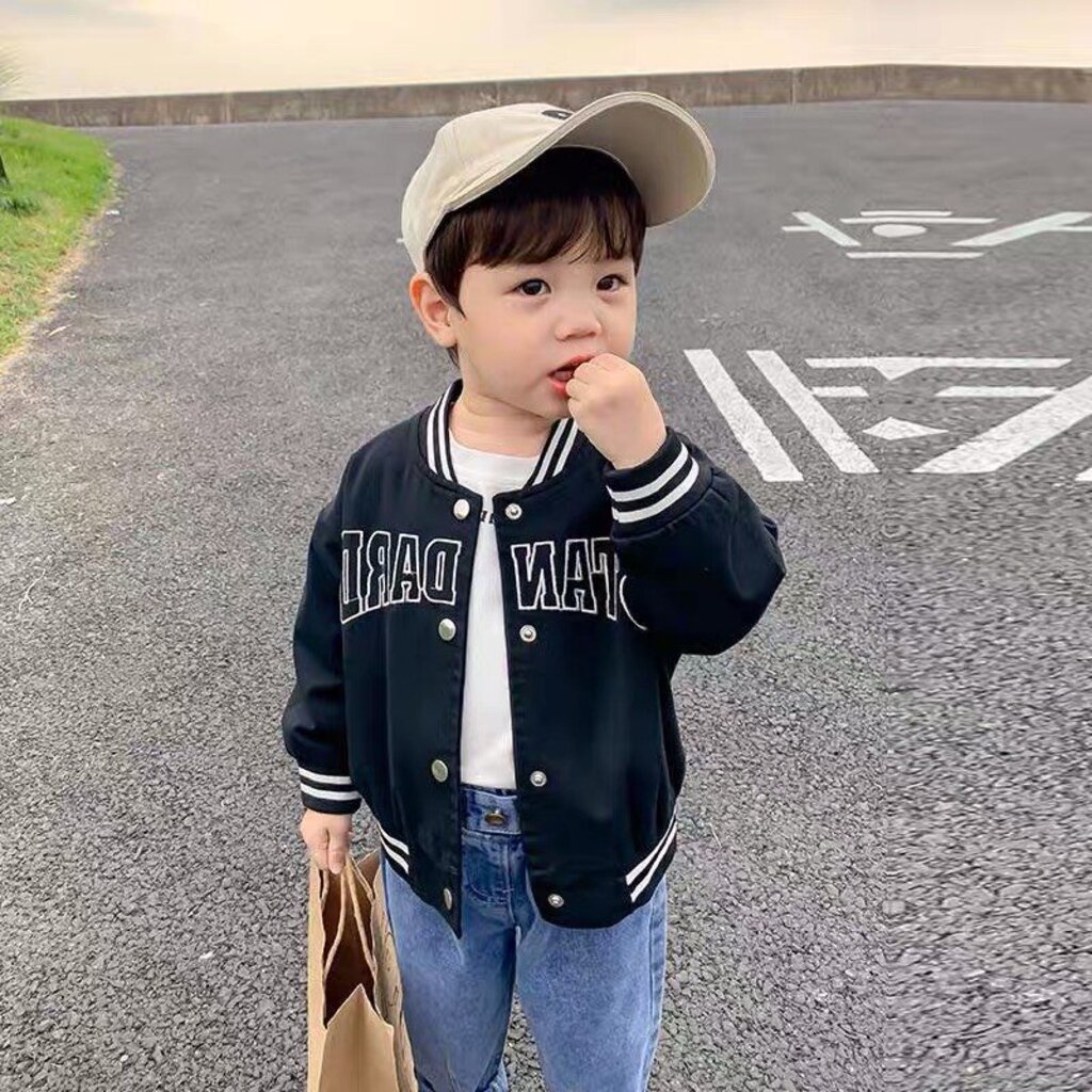 Áo Khoác bé trai kiểu bomber in chữ Standar DOLY KIDS, áo khoác cho bé chất Umì lót nỉ cực ấm cho bé từ 6-18kg