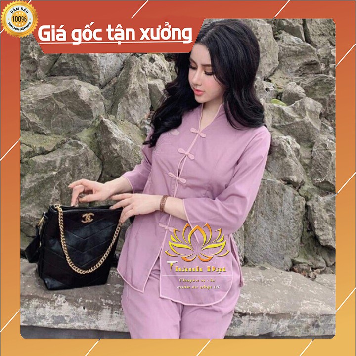 Đồ lam đi chùa Bộ Đi Chùa Cổ Tàu Thêu Sen,Vải Kate Loại 1 Mịn Đẹp Thoáng Mát,Mặc Cực Thoải Mái, Kín Đáo Khi Đi Lễ Chùa | BigBuy360 - bigbuy360.vn