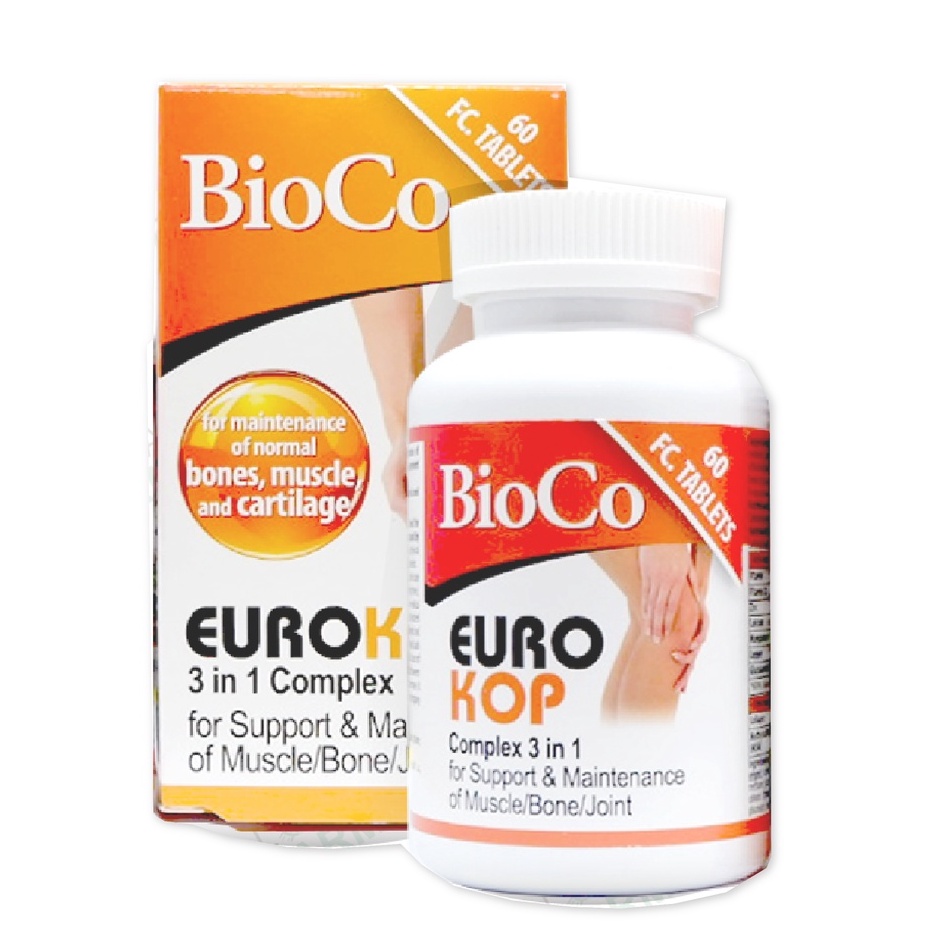 [Glucosamin 500] BioCo Eurokop 3 in 1 complex (Hộp 60 viên) - Giảm đau khớp nhanh, chắc xương, khỏe cơ