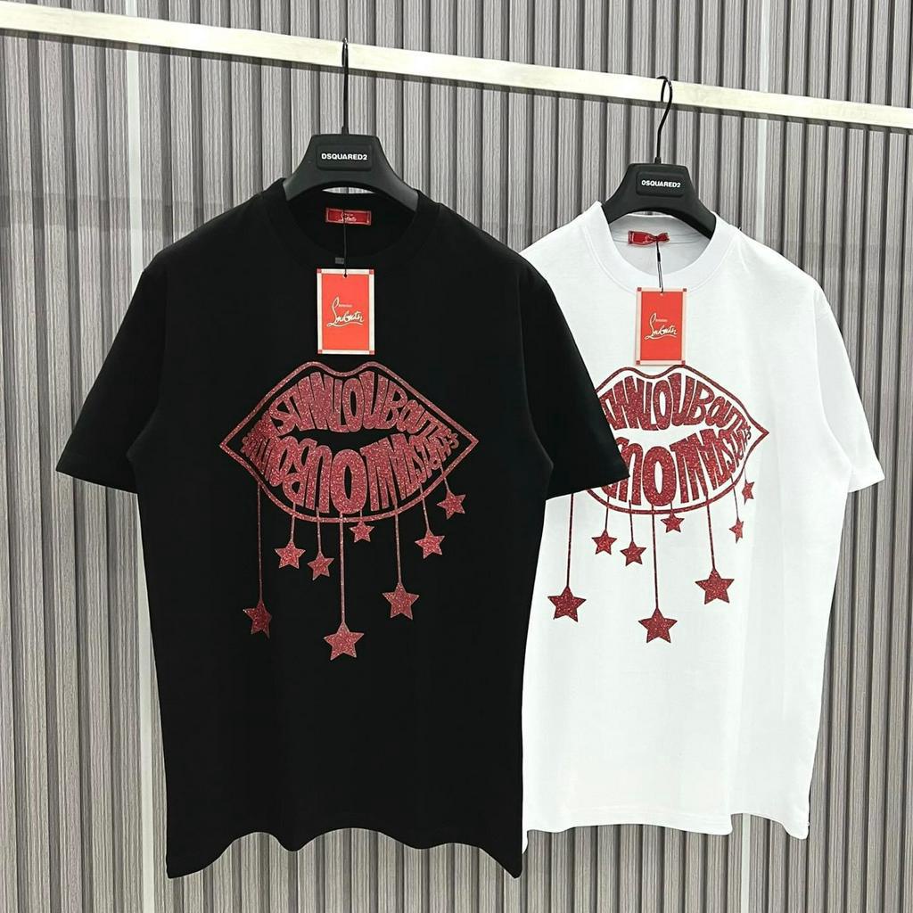 Áo Thun Nam Nữ Bờ Môi Kim Tuyến Vải Cotton Cao Cấp Mẫu Hot 2023