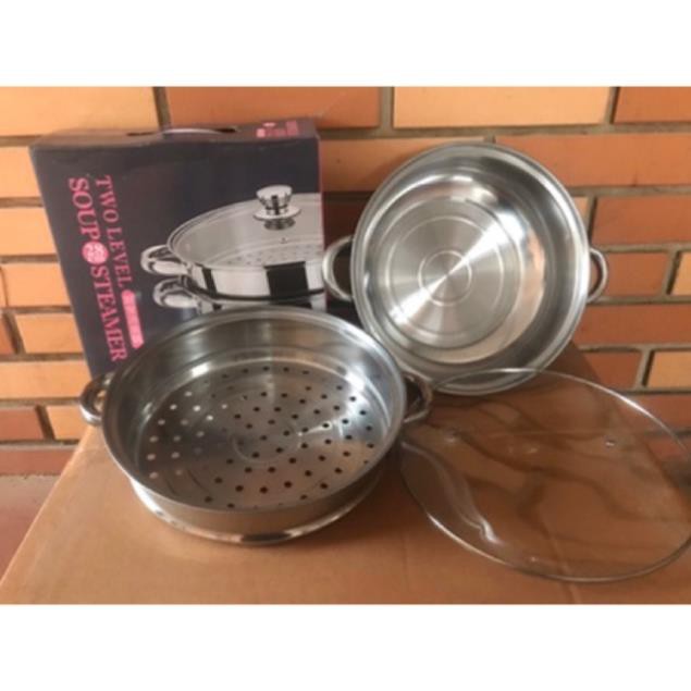 Nồi hấp inox 2 tầng POT size 28cm LOẠI DÀY