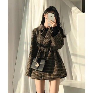 áo vec dạ buộc eo
