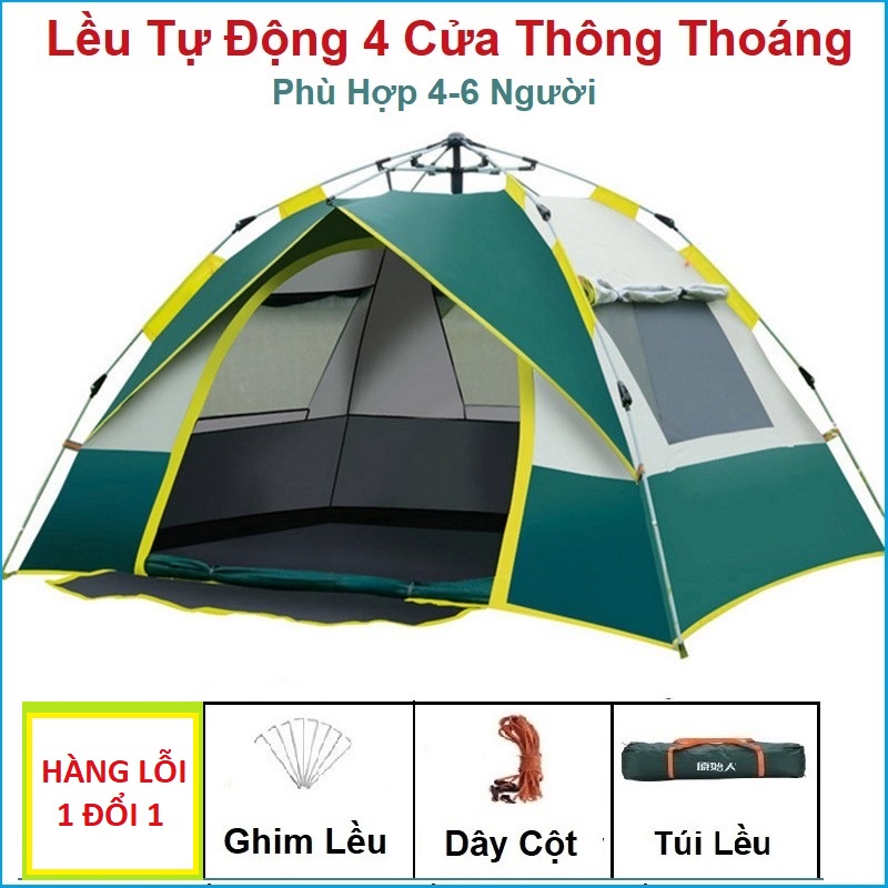 Lều cắm trại tự bung lắp ghép size to 4 6 người khung chắc loại 1 đi phượt picnic dã ngoại du lịch gấp gọn tiện lợi