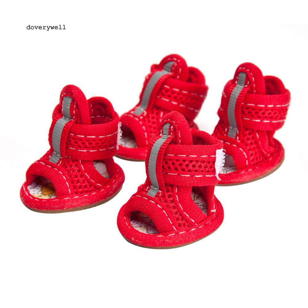 Set 4 Chiếc giày sandal đế mềm chống trượt cho thú cưng