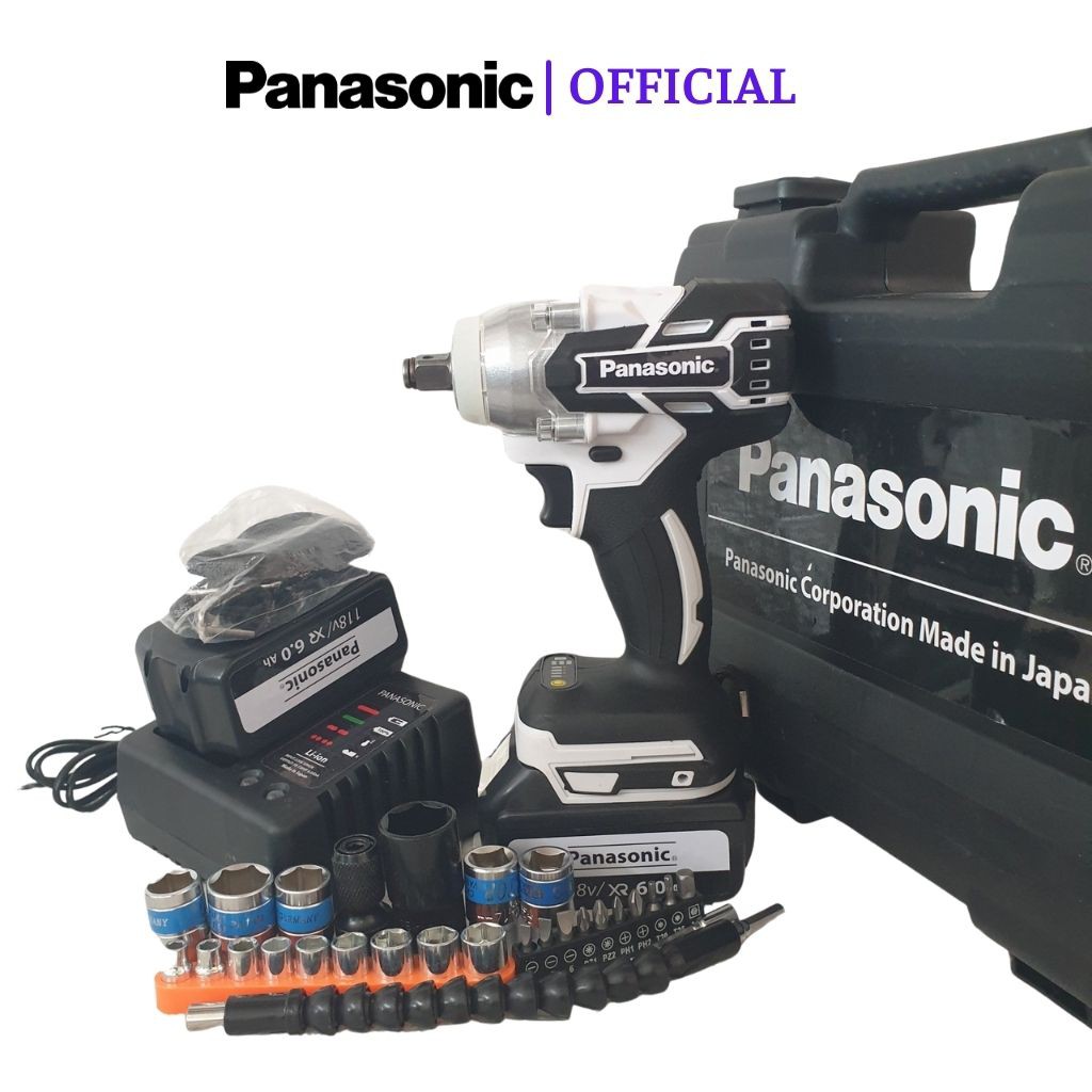 Máy siết bulong Panasonic 118V [LỰC SIẾT 550Nm] , Máy bắn bulong không chổi than tặng kèm 6 khẩu,1 chuyển vít và 21 pk