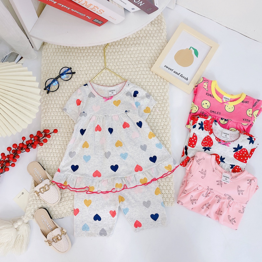 9-19kgBộ bozip xuất hè dáng babydoll bèo gấu cho bé gái - chất liệu bozip Sài Gòn cực đẹp BẢNG MÀU 2