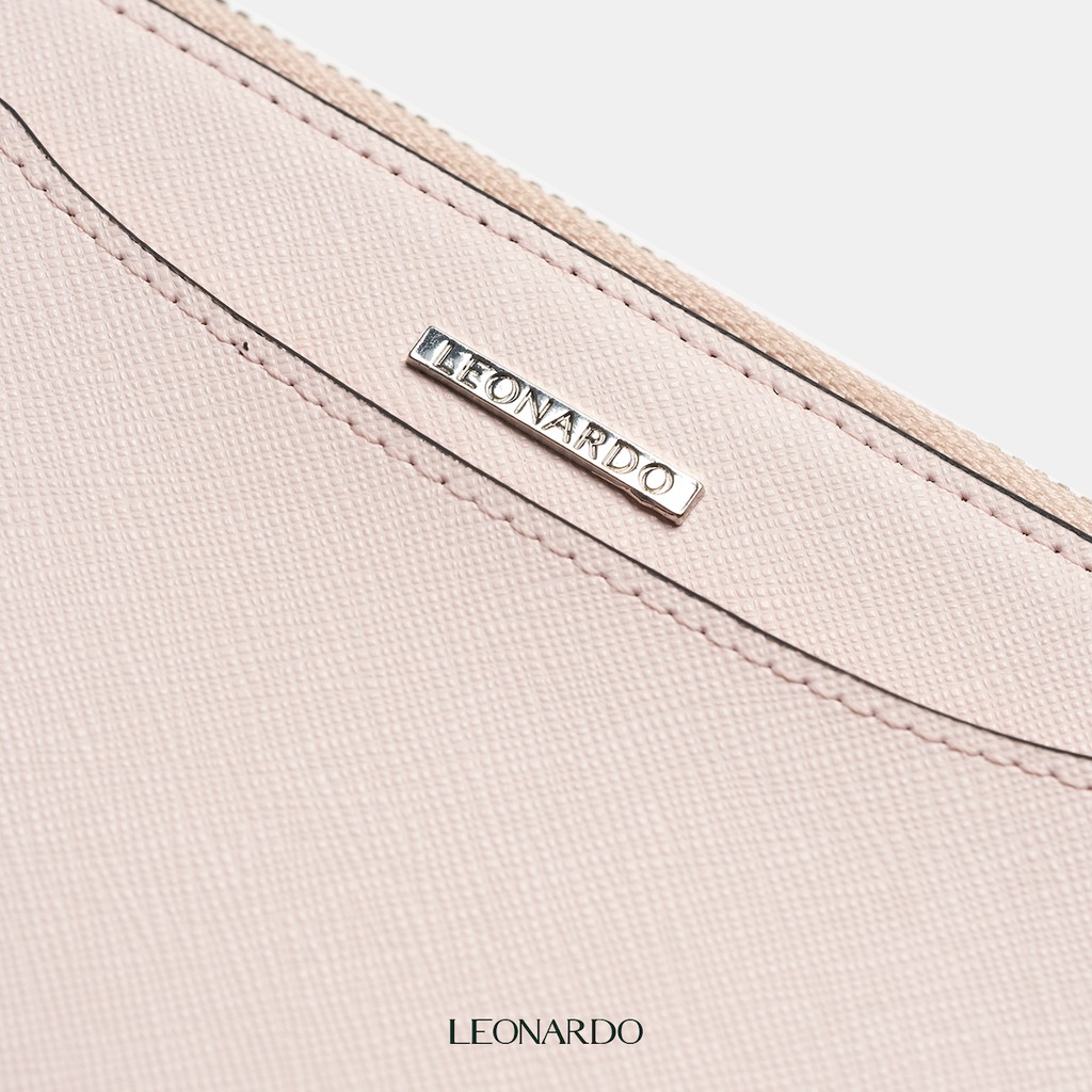 Ví dài nữ khóa kéo Kate da Saffiano nhập khẩu thương hiệu Leonardo
