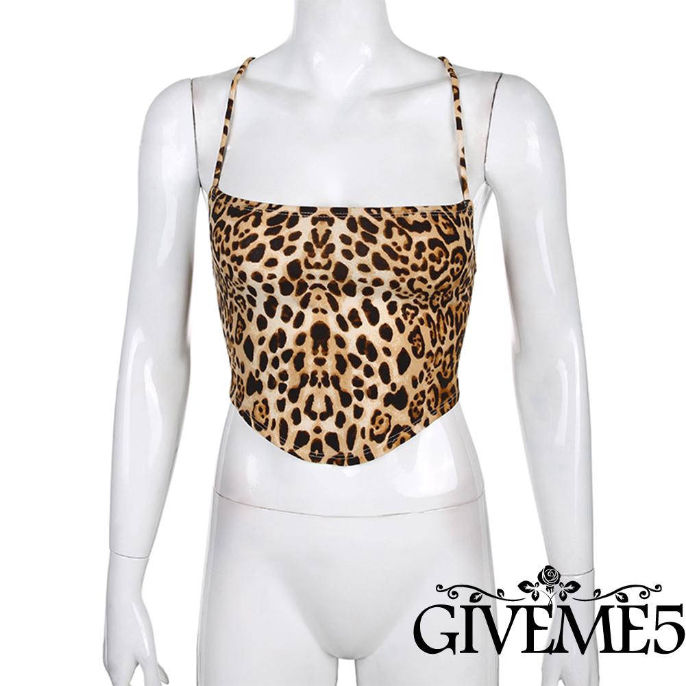 Áo hai dây hở lưng họa tiết da báo gợi cảm cho nữ