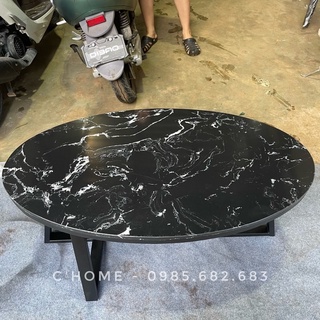 📛📛 Bàn Trà Sofa Hình Elip Mặt Đá Vân Mây C'Home