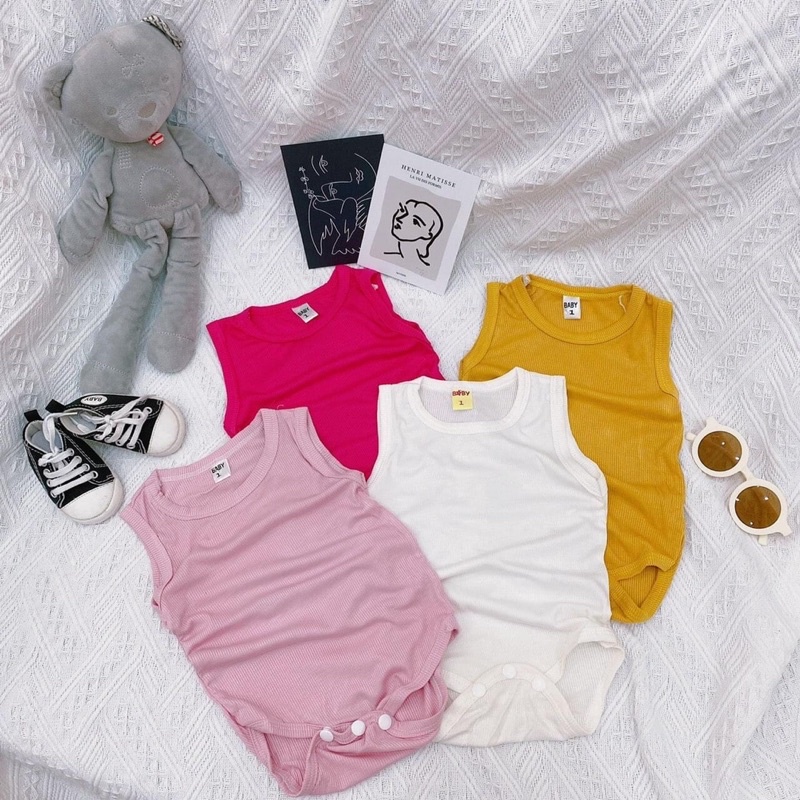 Bộ body chip Sát nách chất Tăm Lạnh siêu mềm mát bodysuit đồ liền thân quần áo sơ sinh cho bé 0-12M