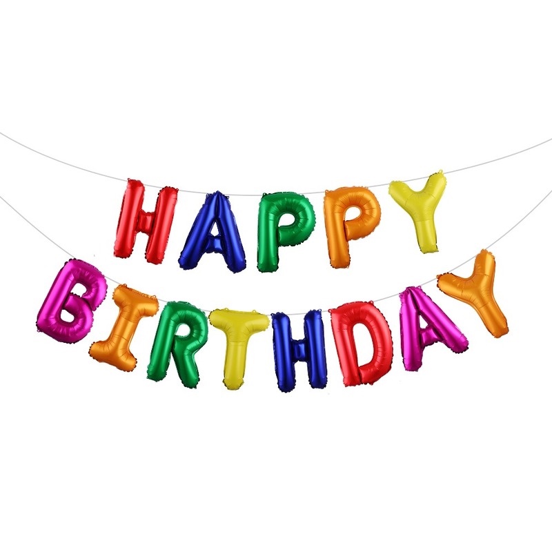 Set 13 Bong Bóng Trang Trí Tiệc Sinh Nhật Màu Vàng Hồng