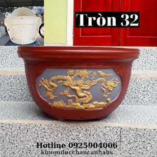 Khuôn đúc chậu cảnh Tròn 32 Nhựa ABS cao cấp, Dùng làm chậu cây cảnh xi măng bonsai ngoài trời
