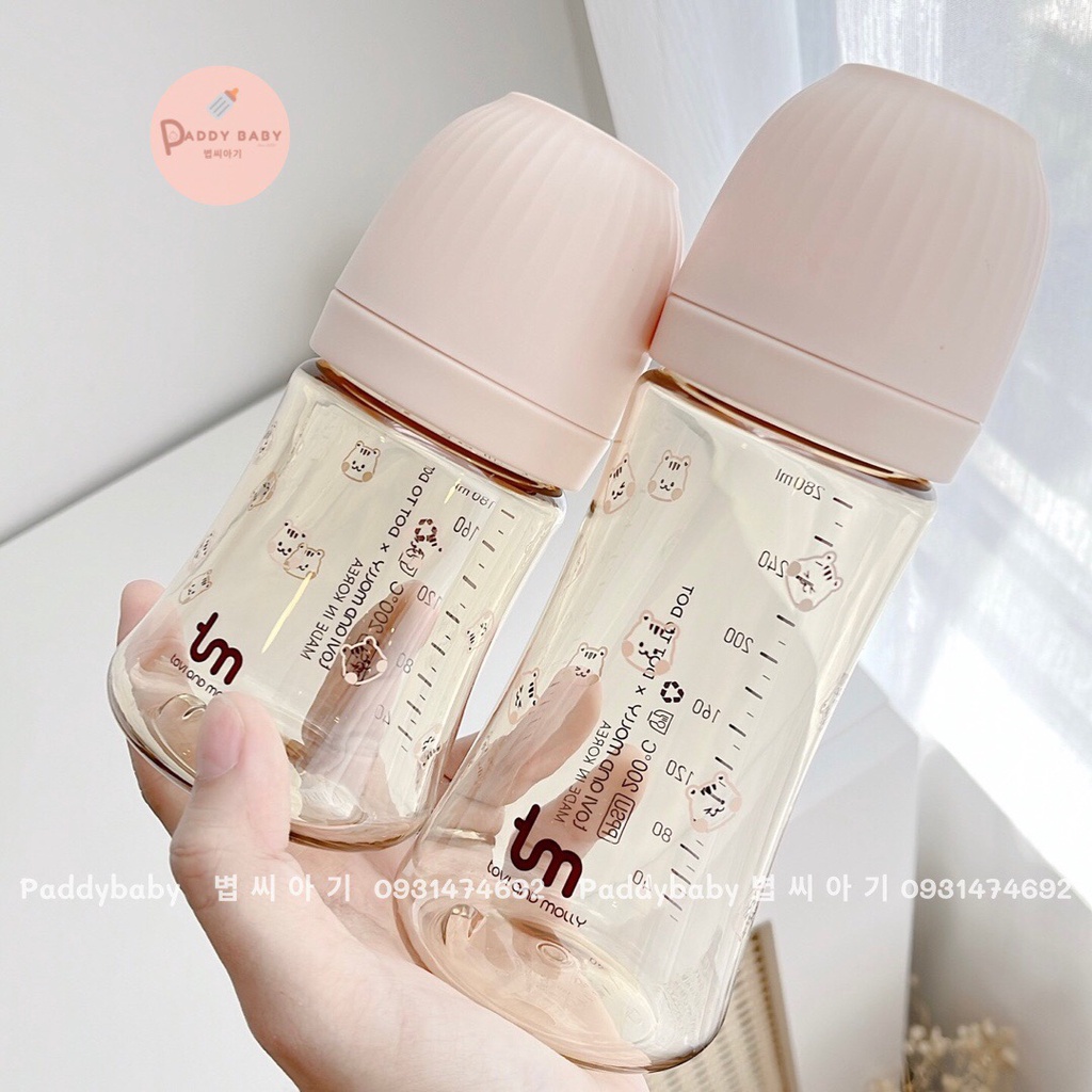 Bình sữa Dottodot x Tovy & Molly Hàn Quốc mẫu hổ cho bé 180ml 280ml - made in Korea