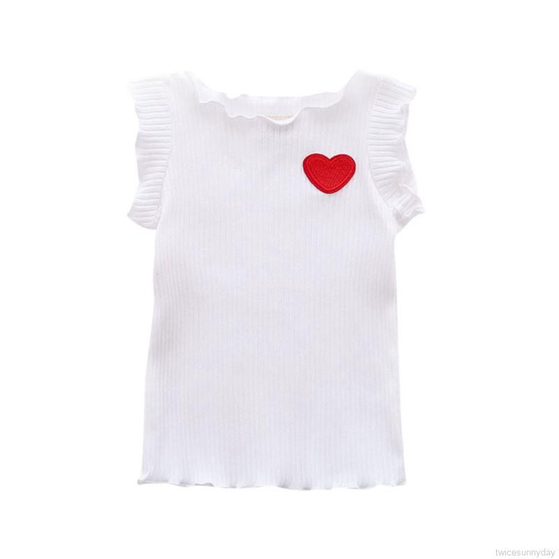 Áo thun ba lỗ in hình trái tim cho bé gái