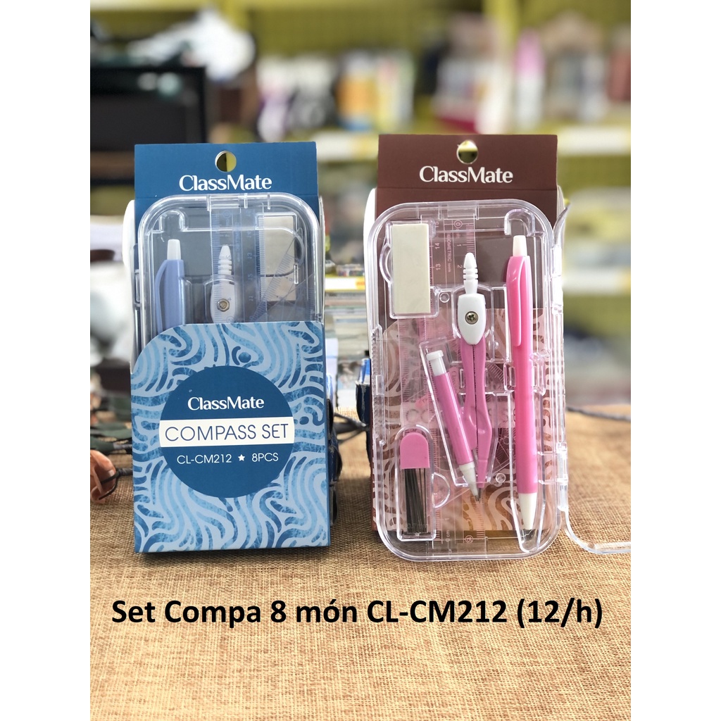 Bộ set compa ,eke 7 món/ 8 món –nhựa nguyên sinh Classmate – hàng đẹp – chuẩn chất lượng - vpp Diệp Lạc (sỉ/lẻ)