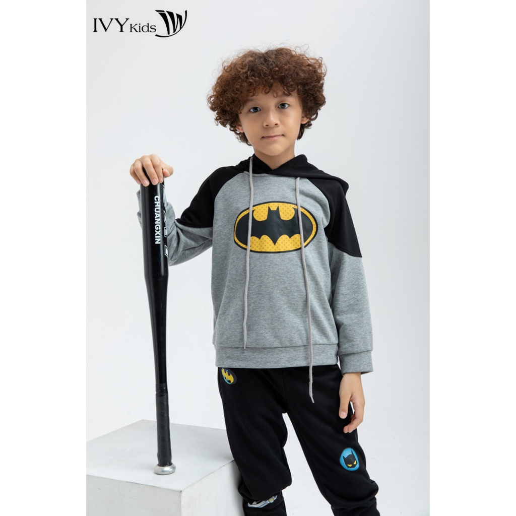 Áo thun có mũ batman bé trai IVY moda MS 59K1184