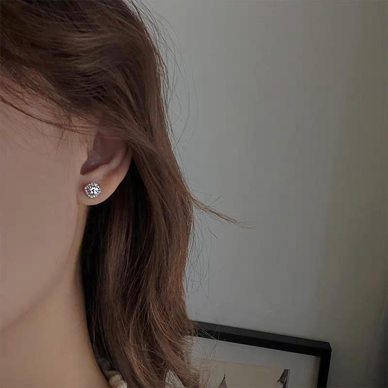 Bông tai bạc nữ hình vuông đính đá sang trọng lấp lánh, khuyên tai bạc 925 DUYSON SILVER ( Giá bán/1 đôi) SILVER