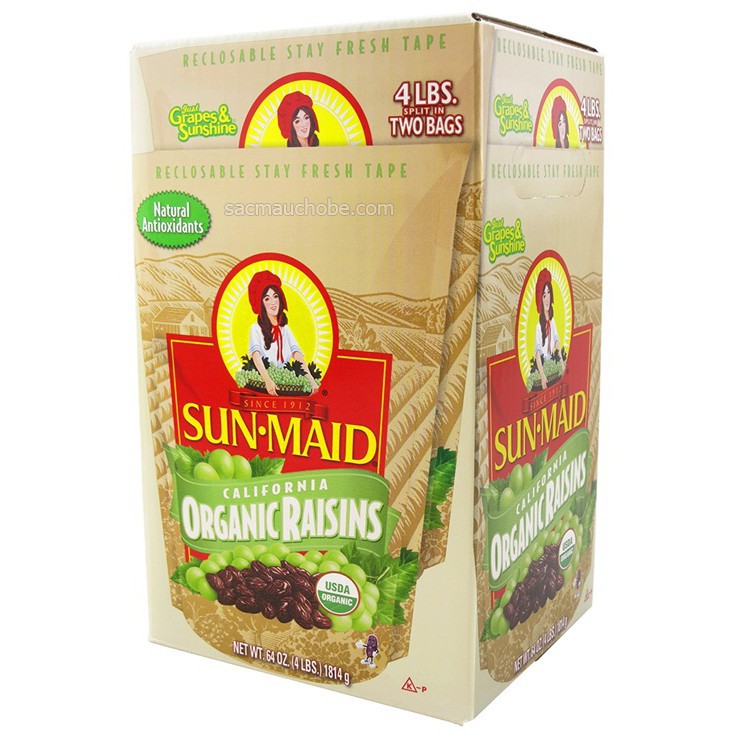 Nho khô hữu cơ Sun-Maid California Organic Raisins, hộp 1.8kg