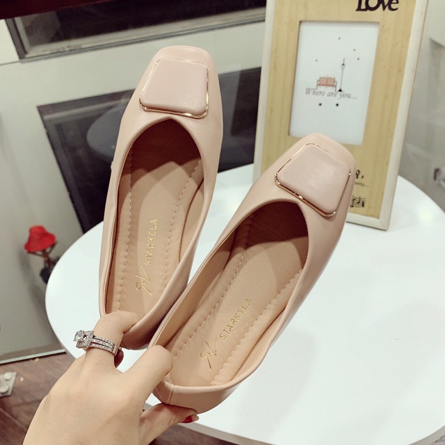 [HÀNG SẴN] GIÀY BÚP BÊ KHOÁ VUÔNG
