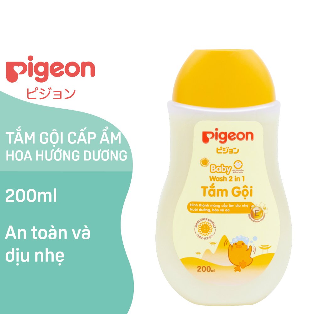 Sữa tắm cho bé, sữa tắm gội dịu nhẹ pigeon 200ml/700 ml hương Jojoba/ Hoa Hướng Dương, diện mạo mới, date mới