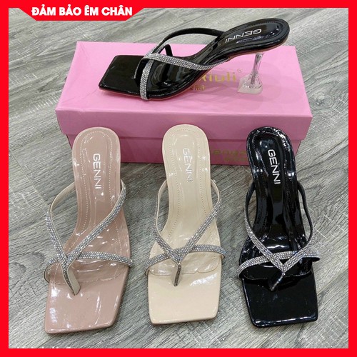 Guốc Xỏ Ngón Cao Gót Đính Đá ( nhân tạo) - có bigsize