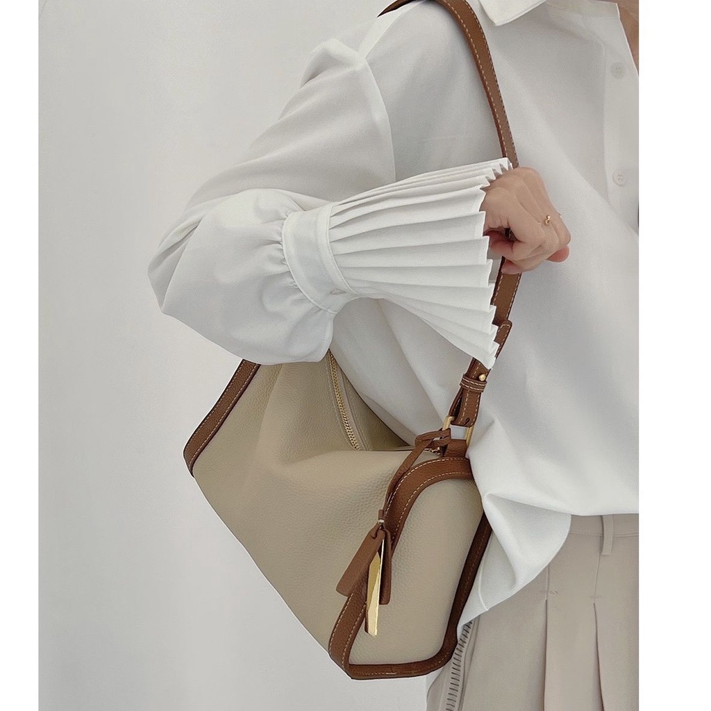 Túi Xách Đeo Vai Hình Gối Màu Sắc Tương Phản Thời Trang Cho Nữ