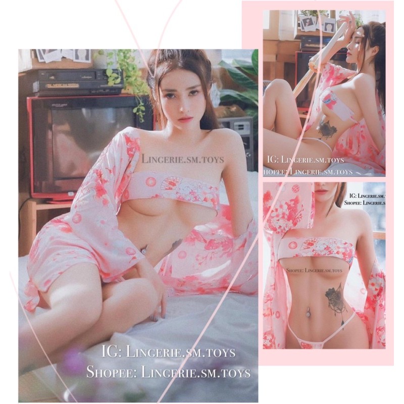 Set kimono gợi cảm hoa anh đào Nhật cao cấp G35