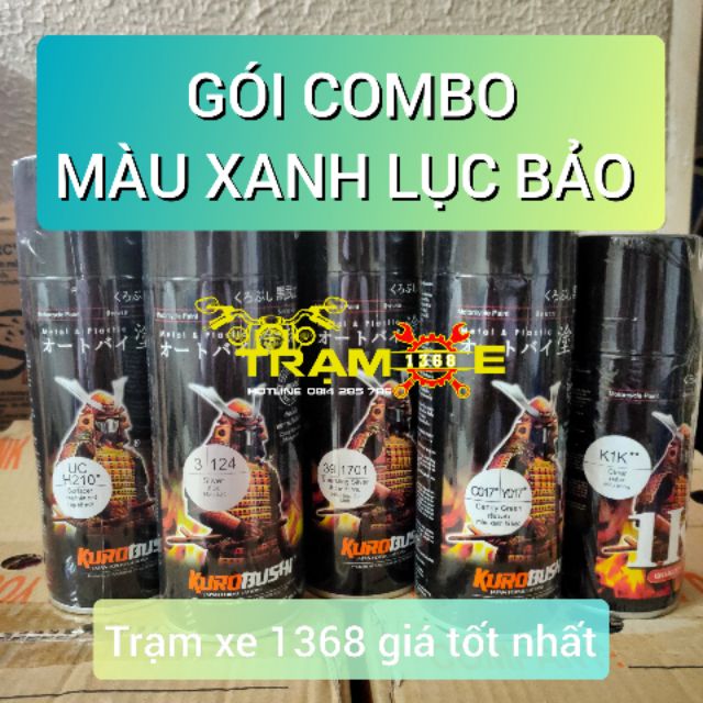 [ COMBO 5 CHAI ] SƠN XỊT SAMURAI MÀU XANH LỤC BẢO UCH210 - 124 - 1701 - Y017 - K1K