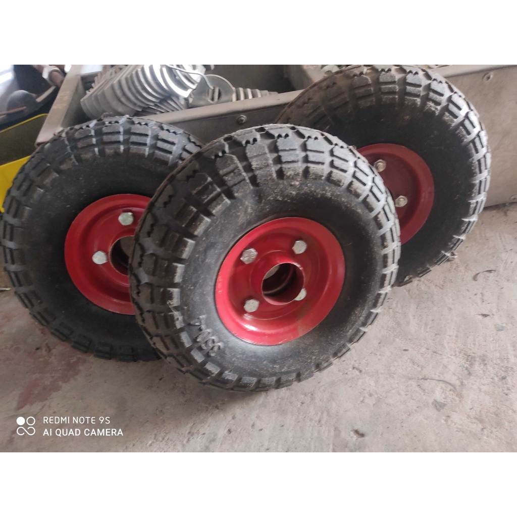 Bánh xe đẩy hàng đỏ 350-4  đk 25cm loại Bản to Bánh xe máy trộn trước