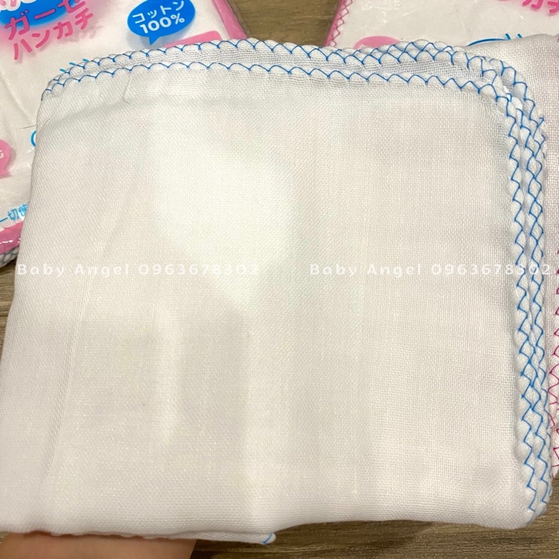 10 Khăn xô sữa xuất Nhật trắng viền màu, khăn mềm, mịn, k sổ lông