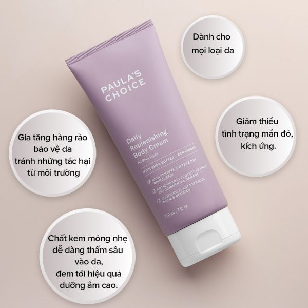 Kem dưỡng Paula Choice Body dưỡng da săn chắc, mềm mượt - Paula's Choice Daily Replenishing Body Cream 210ml