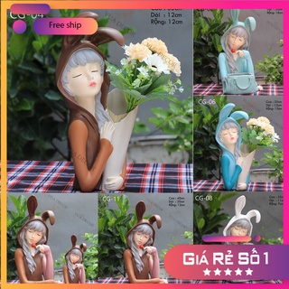 Lọ Cắm Hoa CÔ GÁI ÔM HOA Bình Hoa Trang Trí Decor cắm hoa khô để bàn