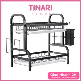 Kệ Bát Đĩa 2 Tầng Đa Năng, Kệ Để Chén Bằng Sắt Đen Phú Khang