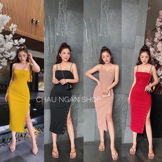 Đầm thun body xẻ đùi