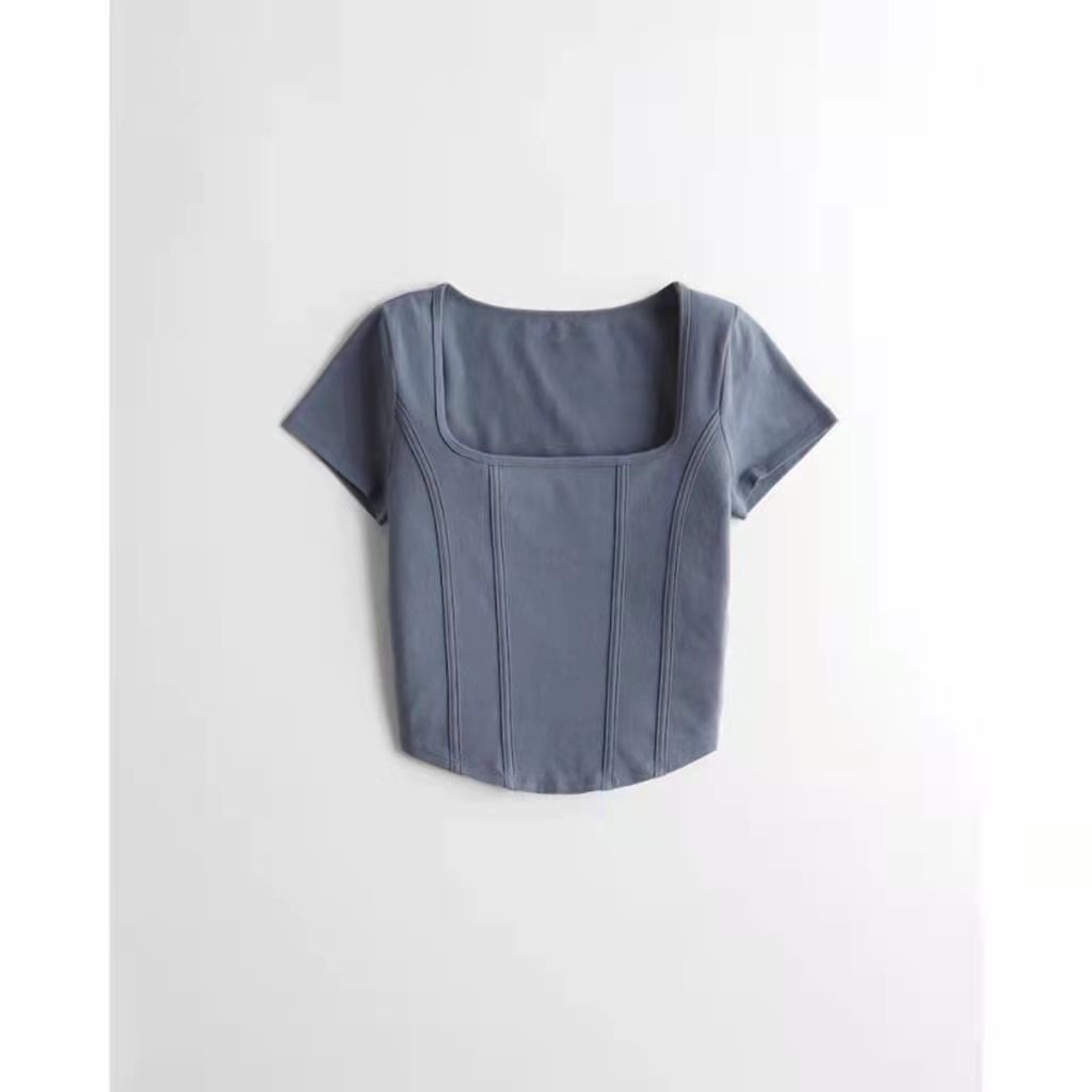 Áo Sơ Mi Nữ Ngắn Tay Họa Tiết Xương Cá Và Hoa Phong Cách Mỹ Mới