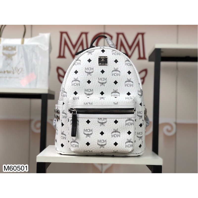 Balo Nữ M.CM Chất Da Pu 2 màu Hồng, Trắng Cao Cấp