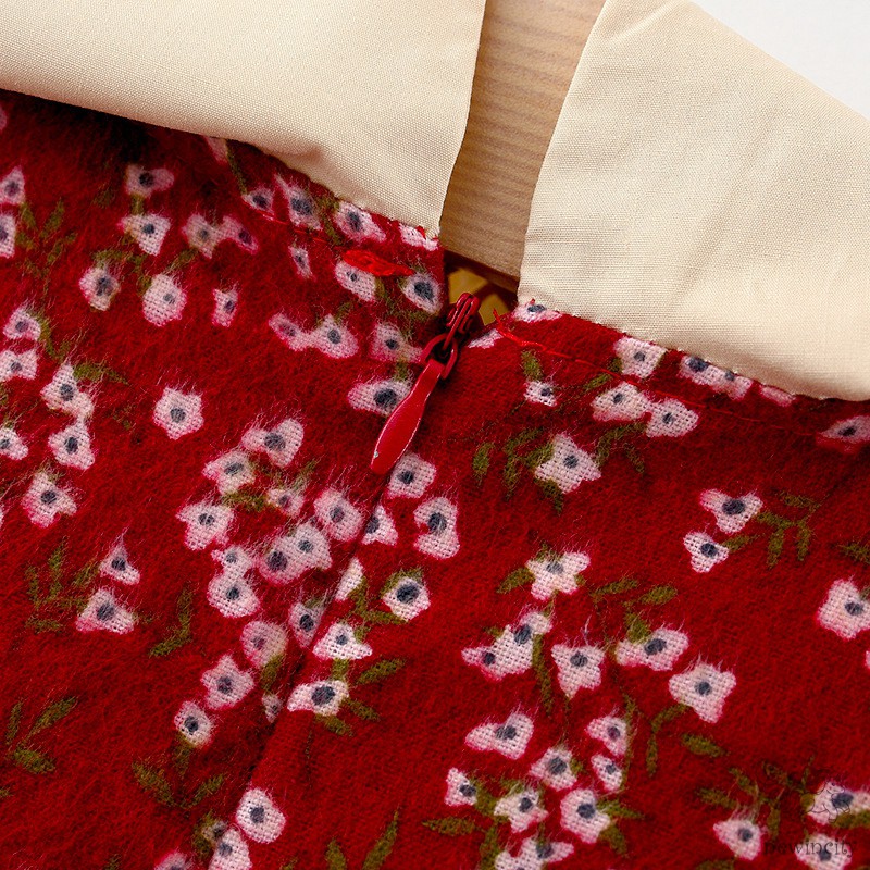 Đầm Dài Tay In Hoa Cho Bé Gái