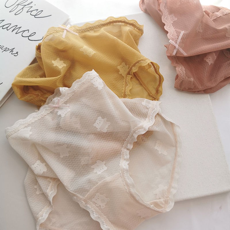 Quần Lót Lụa Phối Ren Siêu Mỏng Thoáng Khí Kháng Khuẩn Không Đường May Quyến Rũ Cho Nữ | BigBuy360 - bigbuy360.vn