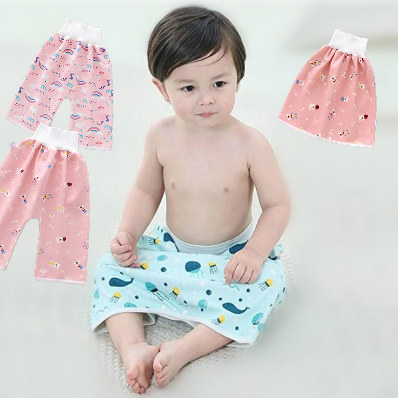 Quần / Váy Tã Cotton Chống Thấm Nước Có Thể Giặt Tái Sử Dụng Cho Bé