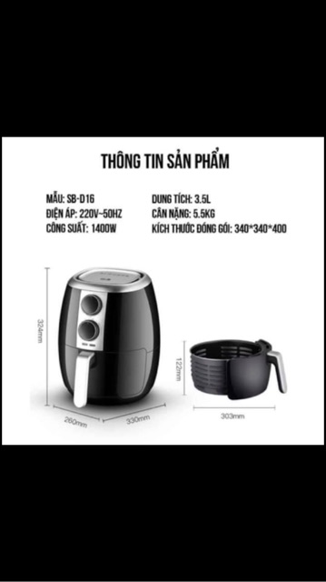 Nồi chiên không dầu đa năng Shanben SB - D16 ( hàng sẵn )