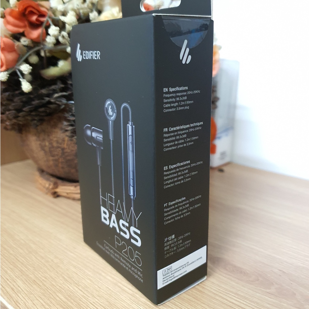 Tai nghe Nhét Tai Có Mic Edifier P205 Heavy Bass | Jack 3.5mm Hỗ trợ Android, IOS, Xiaomi