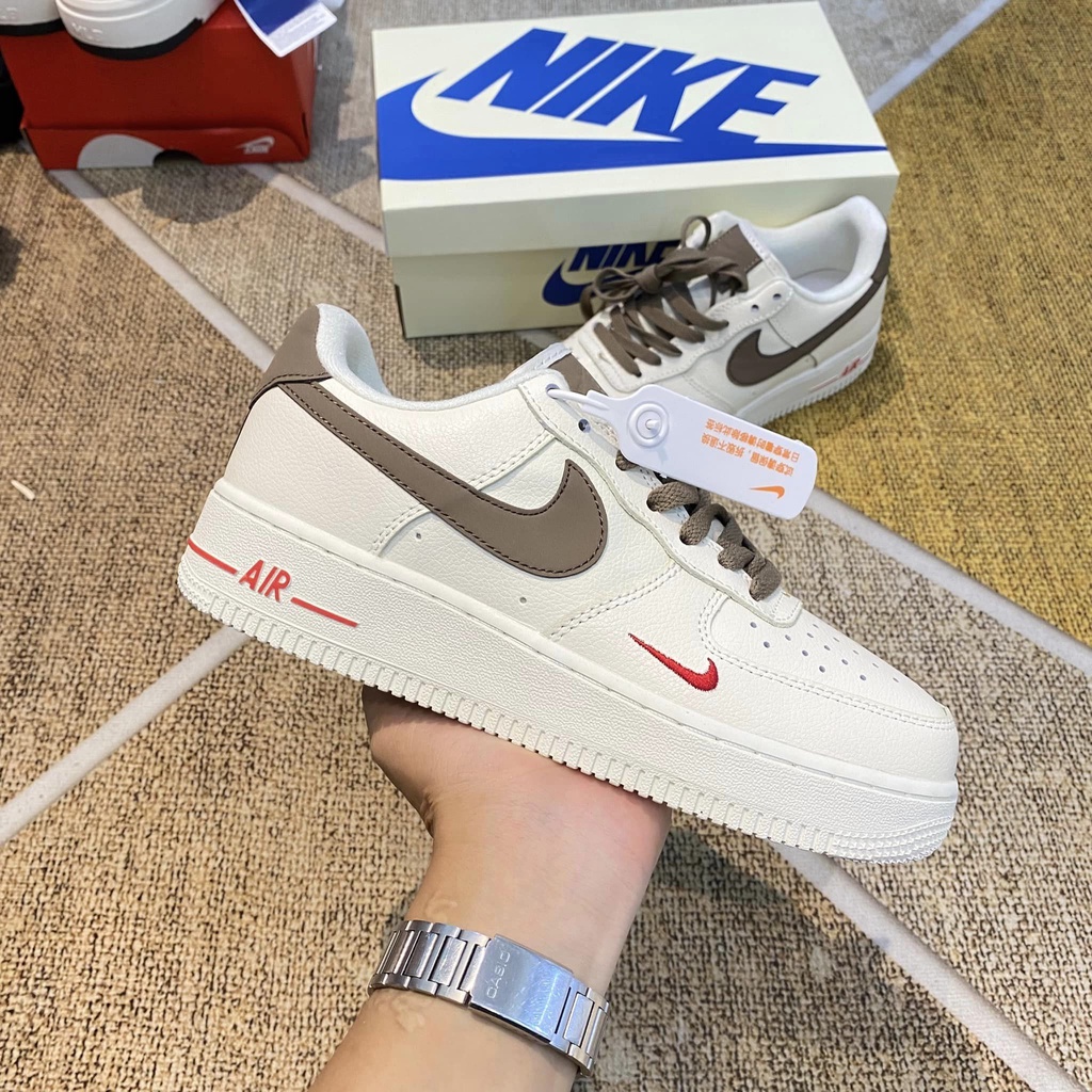 Giày AF1 Vệt Nâu, Giày Thể Thao Air Force 1 Low White Brown Bản S.Cấp Full Box Bill Đủ Size Nam Nữ