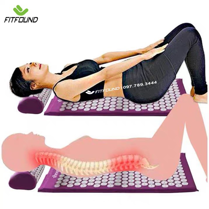 Bộ thảm gối gai mát xa massage ấn bấm huyệt tập yoga trị liệu thư giãn toàn thân