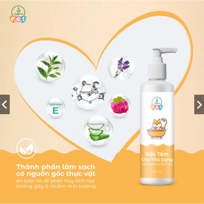 Sữa tắm cho chó mèo 150ml Julyhouse thơm mát khử mùi hôi - CRICKET
