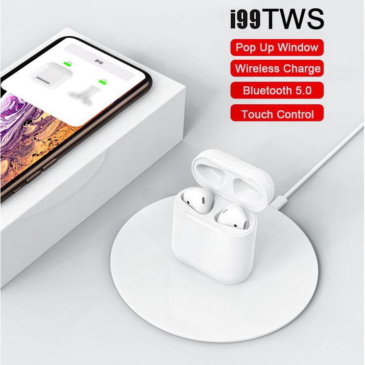 Tai nghe bluetooth i99 hỗ trợ sạc không dây có đèn led hiện thị pin | BigBuy360 - bigbuy360.vn