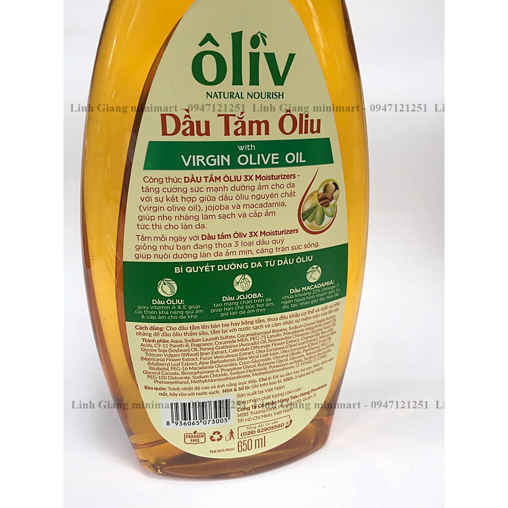 Dầu Tắm Oliv Virgin Olive Oil 650ml